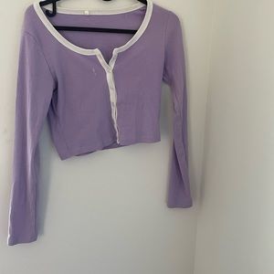 Purple and white long sleeve button down